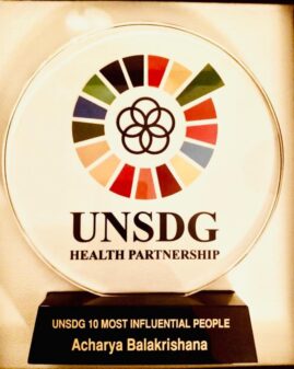UNSDG Ten Most Influential People in Healthcare Award conferred to Acharya Balkrishna of Patanjali Ayurved